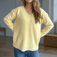 thumbnail image 4 of Itsame Knitted Sweater Women Long Sleeves Loose Sweatershirt Crew Neck Solid Color Relaxed Sweatshirts Yellow Size S, 4 of 6