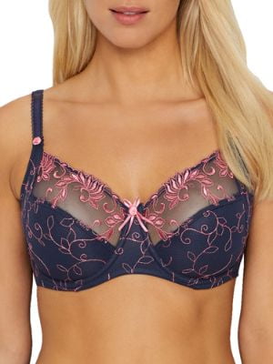 Pour Moi Imogen Rose Embroidery Underwired Bra Navy- 3804