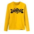 thumbnail image 5 of Telankuip Soft Comfortable T-Shirts for Womens Fashion Floral Printed Preppy Oversized Cute Graphic Crewneck Pullover Tops Long Sleeve Lightweight Thin Basic Casual Y2k Tees Yellow XL, 5 of 5