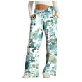 thumbnail image 2 of ATENAR Women Pants Stretchy Printed Pants Comfortable Pant Green S, 2 of 6