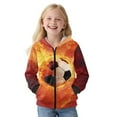 thumbnail image 3 of Xixirimido Soccer Ball and Fire Printed Kids Hoodies for Boys Girls Zip Up Hoodie Sweatshirt 3D Graphic Long Sleeve Pullover Top with Pocket for Fall Winter for 12-14 Years, 3 of 7