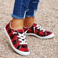 thumbnail image 5 of IUJSOY Women's Low Top Fashion Sneakers Roubd Toe Comfortable Casual Canvas Shoes Plaid Print, 5 of 8