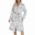 thumbnail image 3 of Womens Iniber Plush Robes, Womens Robe Long, Fuzzy Soft Warm Fleece Hooded Bathrobe Gray Heart S, 3 of 9