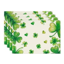 Sm:)e Shamrock Clover Lucky Irish St. Patrick's Day Placemats Set of 4, 12x18 Inch Seasonal Spring Table Mats for Party Kitchen Dining Decoration