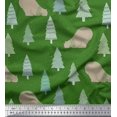 thumbnail image 1 of Soimoi Green Poly Georgette Fabric Bear & Tree Christmas Print Fabric by the Yard 52 Inch Wide, 1 of 3
