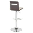 thumbnail image 3 of 42" White Leather with Wood Backrest and Adjustable Chrome Modern Base Barstool, 3 of 9