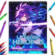 Netecom Anime Heroines Coloring Book for Adults, Spiral Bound, Soft Cover