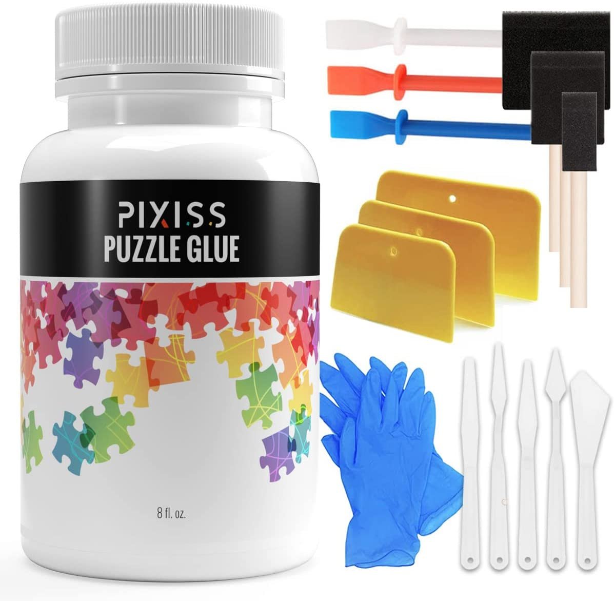Pixiss Puzzle Saver Glue Kit, Adhesive Brushes for Jigsaw Puzzles, Boards,  Mats, with Pixiss Accessory Kit 