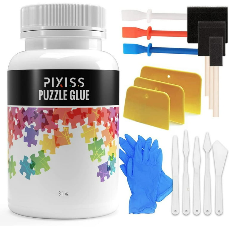 Pixiss Puzzle Saver Glue Kit, Adhesive Brushes for Jigsaw Puzzles, Boards,  Mats, with Pixiss Accessory Kit 