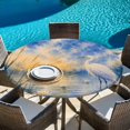 thumbnail image 6 of Round Table Cover 45-54 Inch Summer Beach Egret Waterproof Reusable Table Cloth Round Fitted Vinyl Tablecloth with Elastic Edged for Parties Outdoors, Coastal Wetland Reeds Sky Cloud Blue, 6 of 9