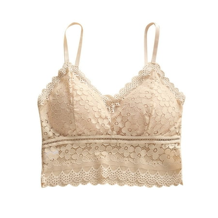 

Cathalem Sports Bra Non Removable Pads Women Plus Size Vest Crop Wireless BNew Women Lace Bras Top Womens Bras No Underwire Underwear Khaki One Size