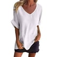 thumbnail image 2 of Tittly T Shirts for Women Spring Tops for Women 3/4 Sleeve Shirts For Women Casual Loose V Neck Women Tops And Blouse 2025 New Spring Summer Trendy Tshirts Shirts Basic Tees White 5XL, 2 of 5