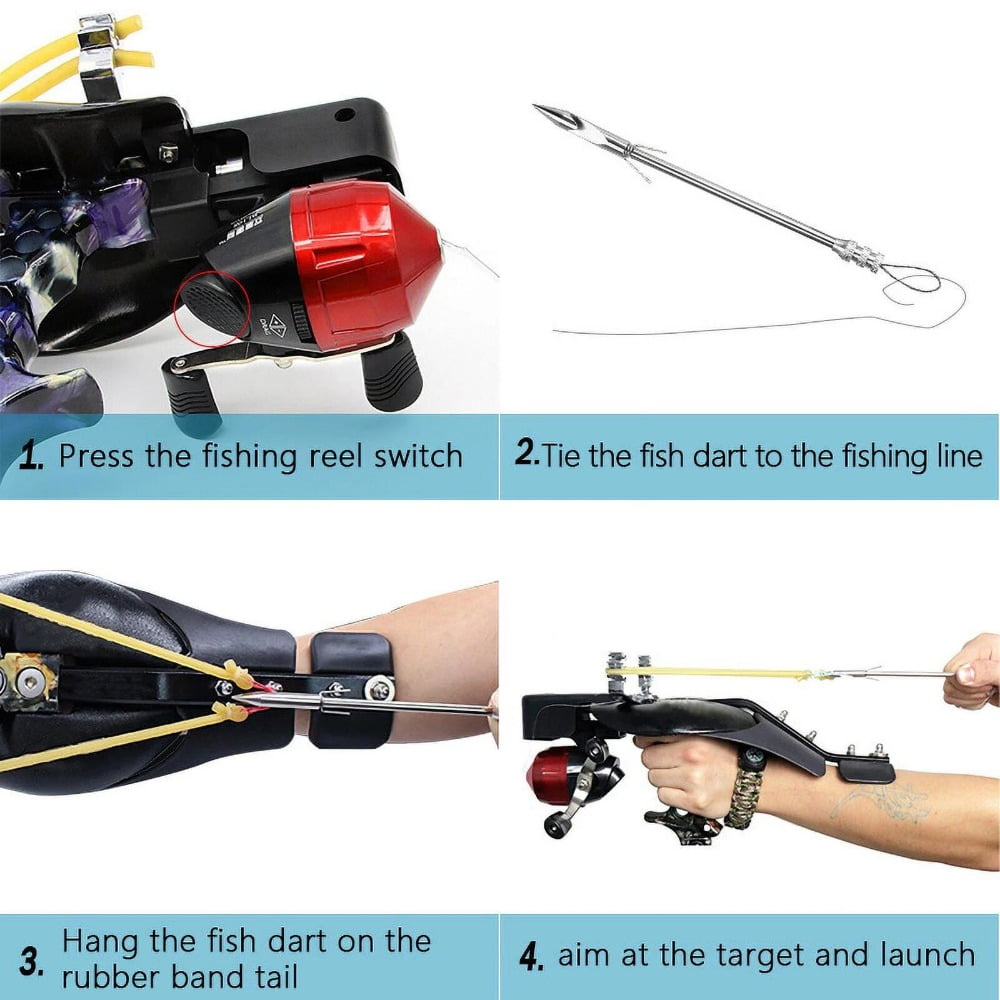 Outdoor Fishing Slingshot Set Reel Darts Catapult Bowfishing Hunting Kit