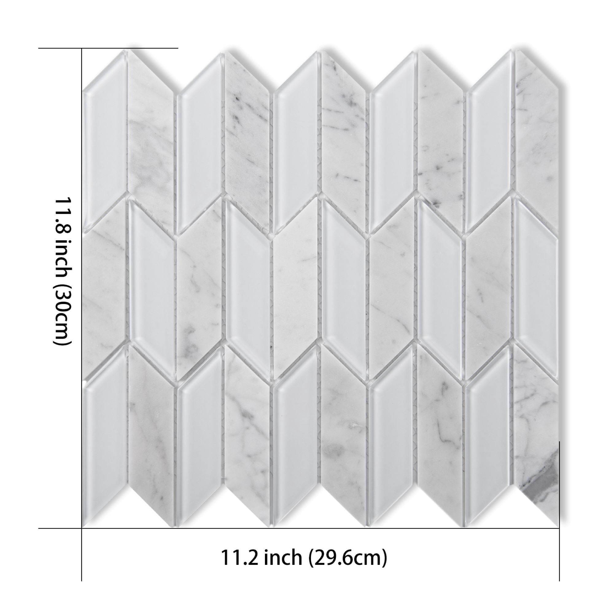 Art3dwallpanels 11.8''x11.2'' Herringbone Mosaic Wall Tile,Decorative Glass Tile,Pack of 5