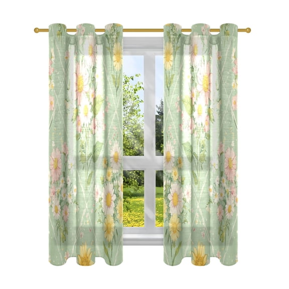 BZSMCE Window Curtain Panels Fashion Daisy Delight Printed 63x42in/63x52in