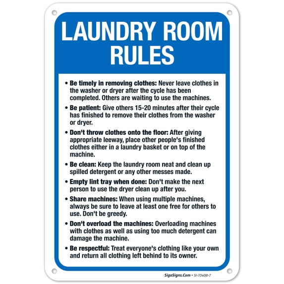 Laundry Room Rules Sign,