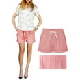thumbnail image 1 of Innerwin Hot Pants Drawstring Ladies Shorts Daily Wear 2 Pockets Loose Fit Bottoms Pink M, 1 of 2