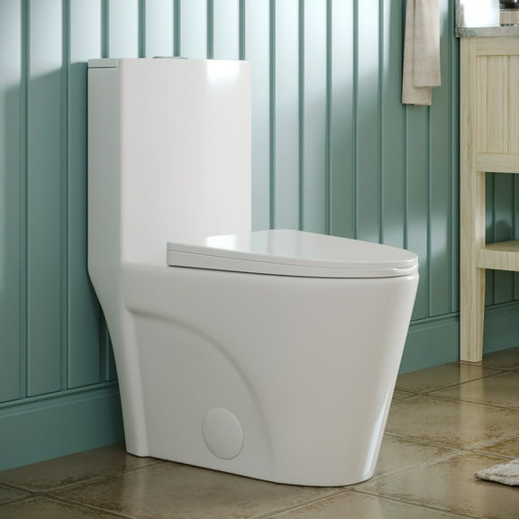 Ace 1.6 GPF Dual-Flush Toilet Modern Elongated One-Piece Toilet for Floor Mounted Glazed Surface (Seat Included) DV-1F52102R