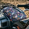 thumbnail image 4 of Renewold Stretch Fit ATV Seat Cover 25x10 Inch, ATV Decorative Accessories with Elastic Edge for Polaris Sportsman 450/570, Honda FourTrax, Kawasaki Brute Force, Hippie Flower Lotus Purple Blue, 4 of 7