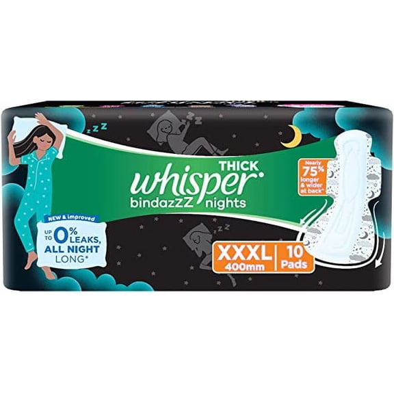 Whisper Ultra Night Sanitary Pads for Women, XXXL, 10 Napkins