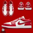 thumbnail image 1 of N I-K-E A i r-Jor-dan 1 Low Shoes Summit White Varsity Red 553558-166 Men's Sizes NEW, 1 of 6