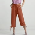 thumbnail image 5 of DuoJiaJ Women's Solid Color Drawstring Cropped Linen Pants Casual Capri TrousersTrousers Plus Size Casual Pants, 5 of 5