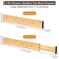 thumbnail image 2 of Divisor de cajones, 4 divisores de cajones de bambú, divisores de cajones ajustables para ropa, divisor de cajones de cocina, divisor de cajones de aparador, separadores de cajones, divisor de cajones, 2 of 5