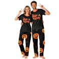 thumbnail image 6 of Halloween Pajamas Set for Family Skeleton Skull Short Sleeve Horror Pjs Spider Web Pumpkin Funny Wide Leg Pajamas, Women:L, 6 of 7
