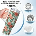 thumbnail image 3 of Salouo Rose Flowers for 40oz Water Bottle with Handle & Flip Straw - Stainless Steel Vacuum Insulated Tumbler-Reusable Travel Coffee Mug- Gifts for Women & Men, 3 of 8
