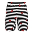 thumbnail image 6 of Disketp Men'S Swim Trunks Hawaiian Breathable Surf Beach Swimsuits Mesh Lining Beach Shorts With Pockets-Ladybugs On Black And White Striped, 6 of 9