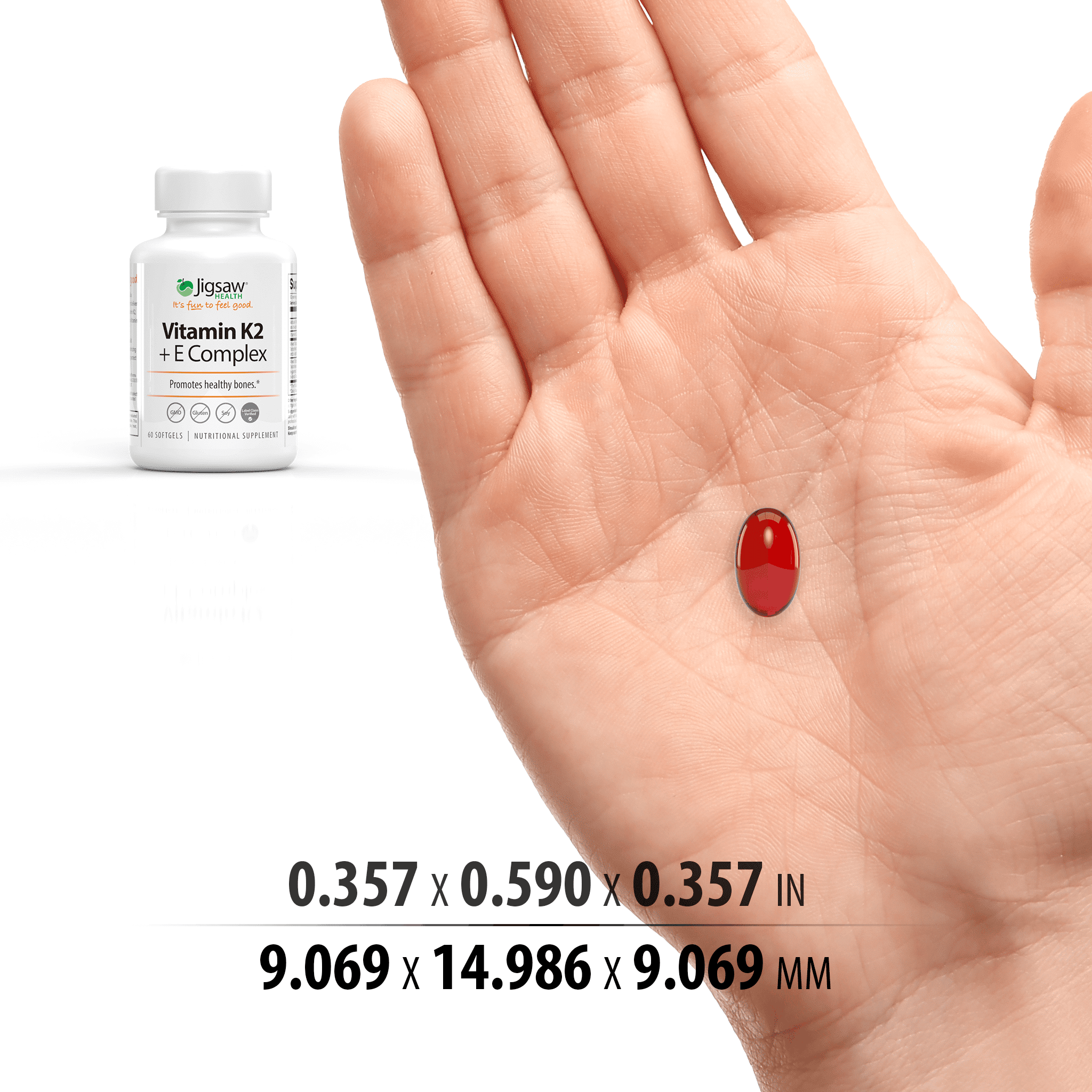 Jigsaw Health Vitamin K2 + E Complex | VitaminK2 Softgels to Enhance Proper Calcium Utilization & Promote a Healthy Heart, 60 Count