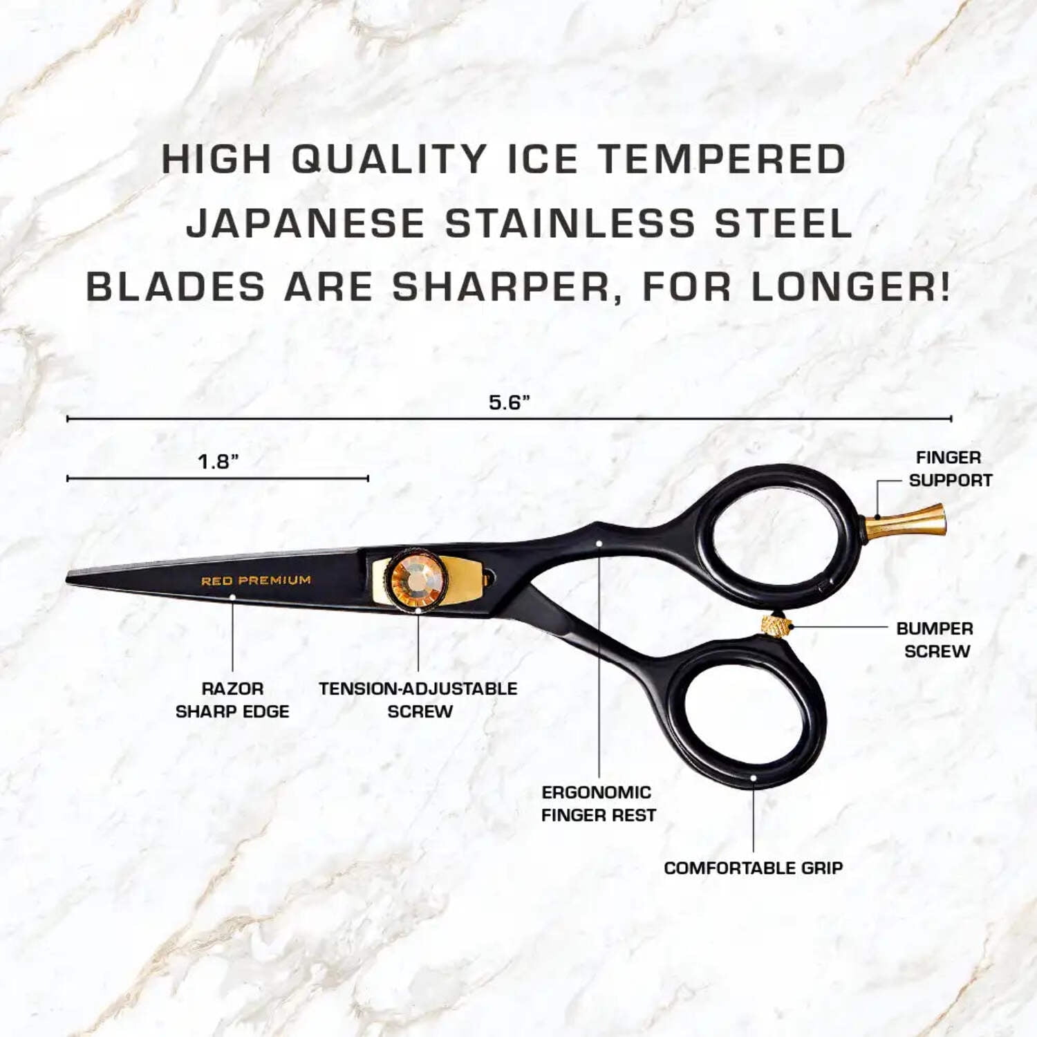 Red by Kiss Premium Artisan Professional Hair Shears, Ice Tempered
