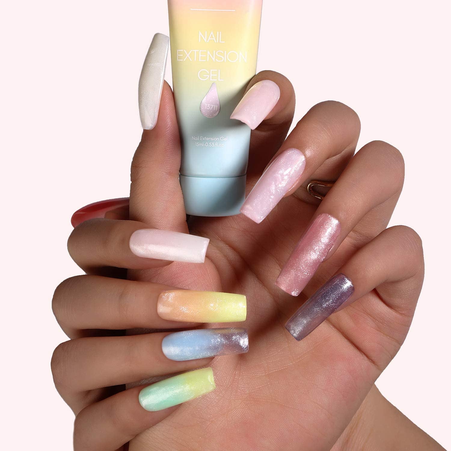 Makartt Glitter Poly Nail Gel Kit, EBEROUGE Set with 12 Glitter Color Nail Builder Nail Gel Kit Fall Gift Beauty Sets Extension Gel Nail All-in-one Kit for Beginner