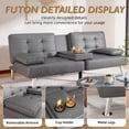thumbnail image 5 of Vineego Modern Faux Leather Convertible Folding Futon Sofa Bed with 2 Cup Holders, Gray, 5 of 7