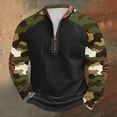 thumbnail image 2 of guisaled Mens Camo Sweatshirt Crewneck Half Zip Up Long Sleeve Pullover Tops Fall Winter Outdoor Camouflage Camping Hunting Shirts, 2 of 5