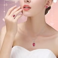 thumbnail image 2 of Uloveido Big Oval Shape Crystal Drop Pendant Necklace, Earrings and Rings Wedding Jewelry Set for Bridal Women Birthday Anniversary T482 (Red, 8), 2 of 6