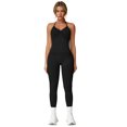 thumbnail image 2 of IDOPIP Workout Sets for Women Seamless Scunch Butt Lifting Impact Leggings Longline Strappy Halter Sports Bra Top 2 Piece Gym Active Outfits, 2 of 7