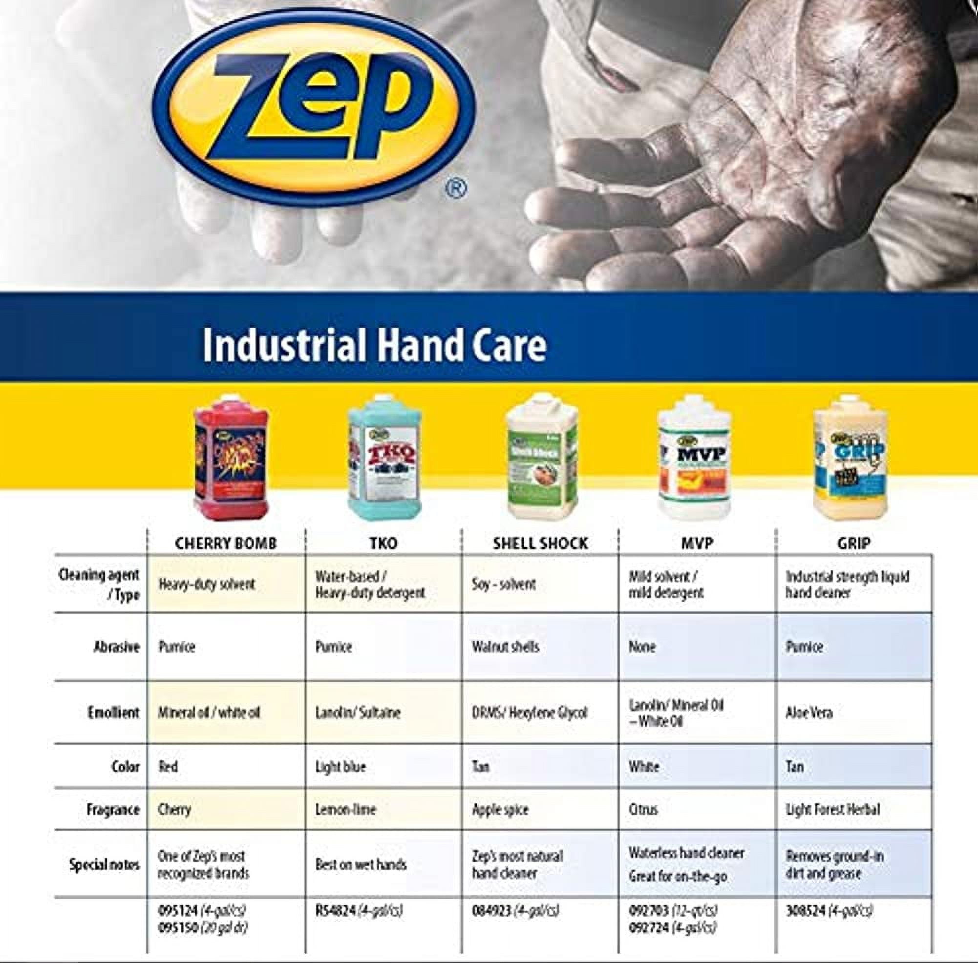 Zep Shell Shock Walnut-Based Pro Hand Cleaner and Zep D-4000 Hand Soap Dispenser - 1 Gal (Case of 4) - 318524 - Biodegradable Soy and Walnut-Based Formula