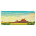 thumbnail image 1 of Volcano Kitchen Mat, Prehistoric Mountain Magma View Lava with Clouds Ferns Tectonic Pastoral Landscape, Plush Decorative Kitchen Mat with Non Slip Backing, 47" X 19", Multicolor, by Ambesonne, 1 of 1