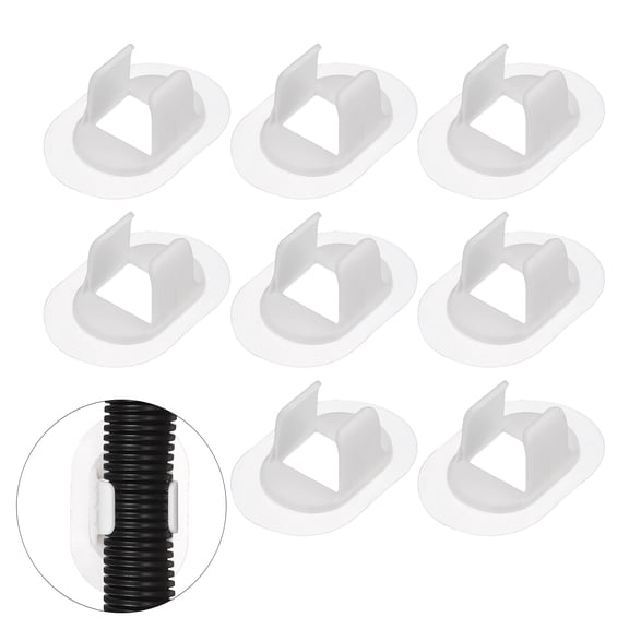 Uxcell 8 Pcs Washing Machine Drain Hose Holder (Fits 22-28 mm OD Hose) - Self-Adhesive No Drill Fixing Clip Guide Clamp Bracket for Clothes Washer/Laundry Tub Discharge, White