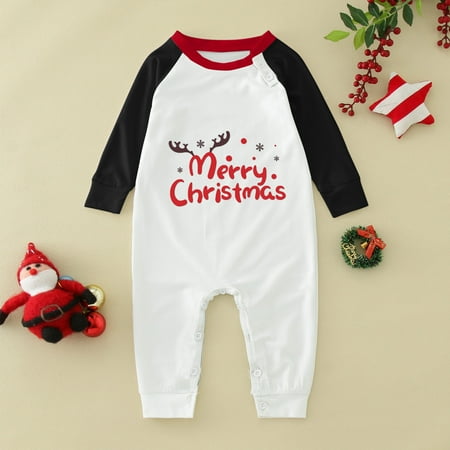 

ERTUTUYI Christmas Baby Matching Set Christmas Cute Letter Print Pajamas For Family Red 24M