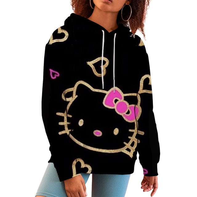 Sudadera con capucha de los años 90, sudadera gótica Y2k, sudadera con capucha de Hello Kitty, sudadera de anime japonés, sudadera MINISO, ropa, tops, sudadera, ropa de calle