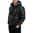 thumbnail image 5 of yuCgh Men's Casual Fashion Solid Color Leather Jacket with Zipper Hood, Stylish Biker Jacket for Everyday Use,Black L, 5 of 5