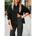 thumbnail image 7 of EMMIOL Women's Y2K Oversized Denim Shirt Jacket Long Sleeve Button Down Distressed Jean Blouse 2026 Spring Trendy Casual Denim Top, 7 of 7