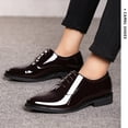 thumbnail image 4 of Xfvqtps Mens Dress Shoes British Style Simplicity Pointy Toe Lace up Fashion Classic Formal Business Casual Wedding Versatile Patent Leather Shoes Brown, 4 of 8