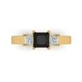 thumbnail image 2 of 1.11ct princess cut black natural onyx 18k yellow gold 3 stone Bridal Wedding Engagement Promise Anniversary Ring for Women size 6.75, 2 of 7