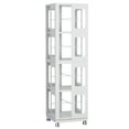 thumbnail image 3 of Tcbosik Rotating Metal Bookshelf, 4-Tier Revolving Bookcase with Wheels, Floor Standing Storage Display Shelves for Bedroom, Living Room, White, 3 of 8