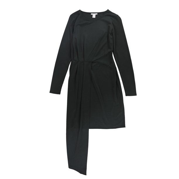bar III Vestido asimétrico sólido para mujer, negro, mediano