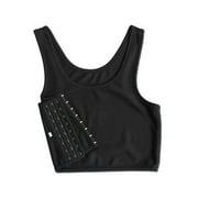 Women Casual Buckle Short Chest Breast Binder Tran Body Shaper Vest Top