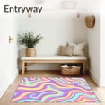 thumbnail image 3 of ODIKA 6'x9' Machine Washable Non-Slip Area Rug, Whirl Fantasy Marble with Fluid Interlocking Ribbon Design High Traffic Rug with Pad, Pink, 485038, 3 of 8